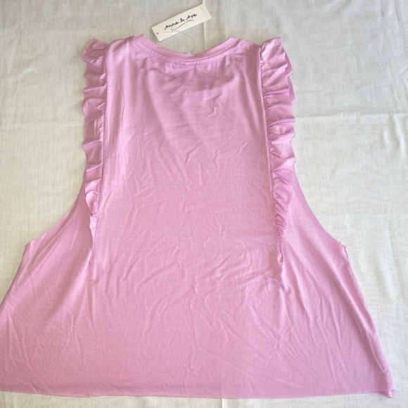 𝅺ANNA & Ava soft sleeveless‎ ruffled pink tank top  size-L/XL - Picture 3 of 4